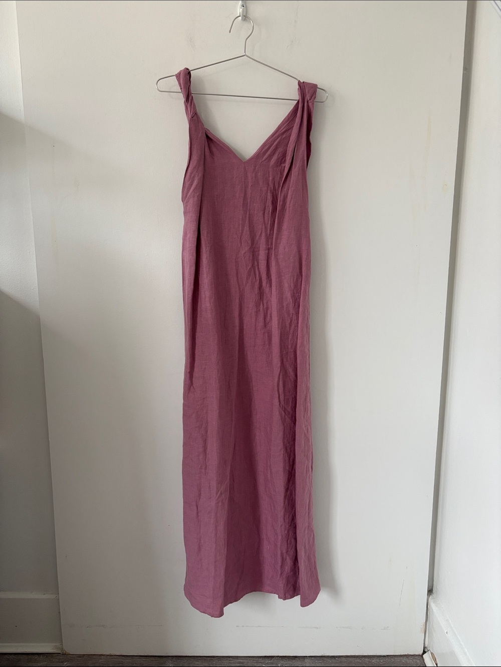 Deiji Studios Mauve Pink Maxi Dress with Twisted Shoulder Straps M/L
